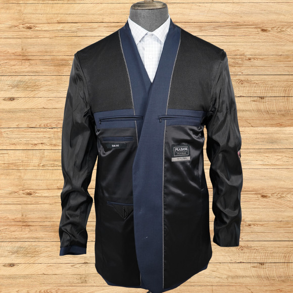 Jos A Bank Traveler Blazer Mens 43L Navy Travel Tech Slim Stretch Wool Blend - Picture 5 of 8